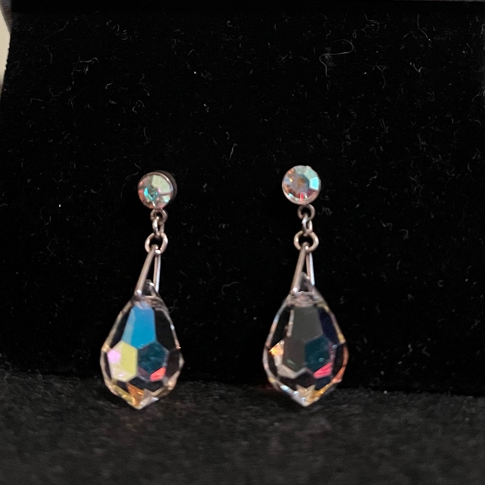 Crystal bead drop earrings, for pierced ears